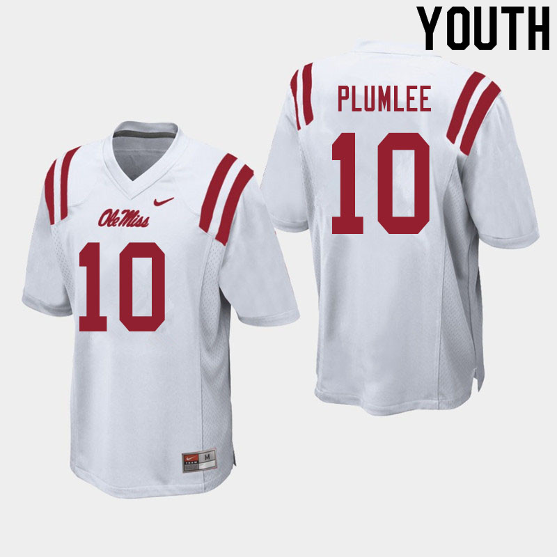 John Rhys Plumlee Ole Miss Rebels NCAA Youth White #10 Stitched Limited College Football Jersey CXD4758AY